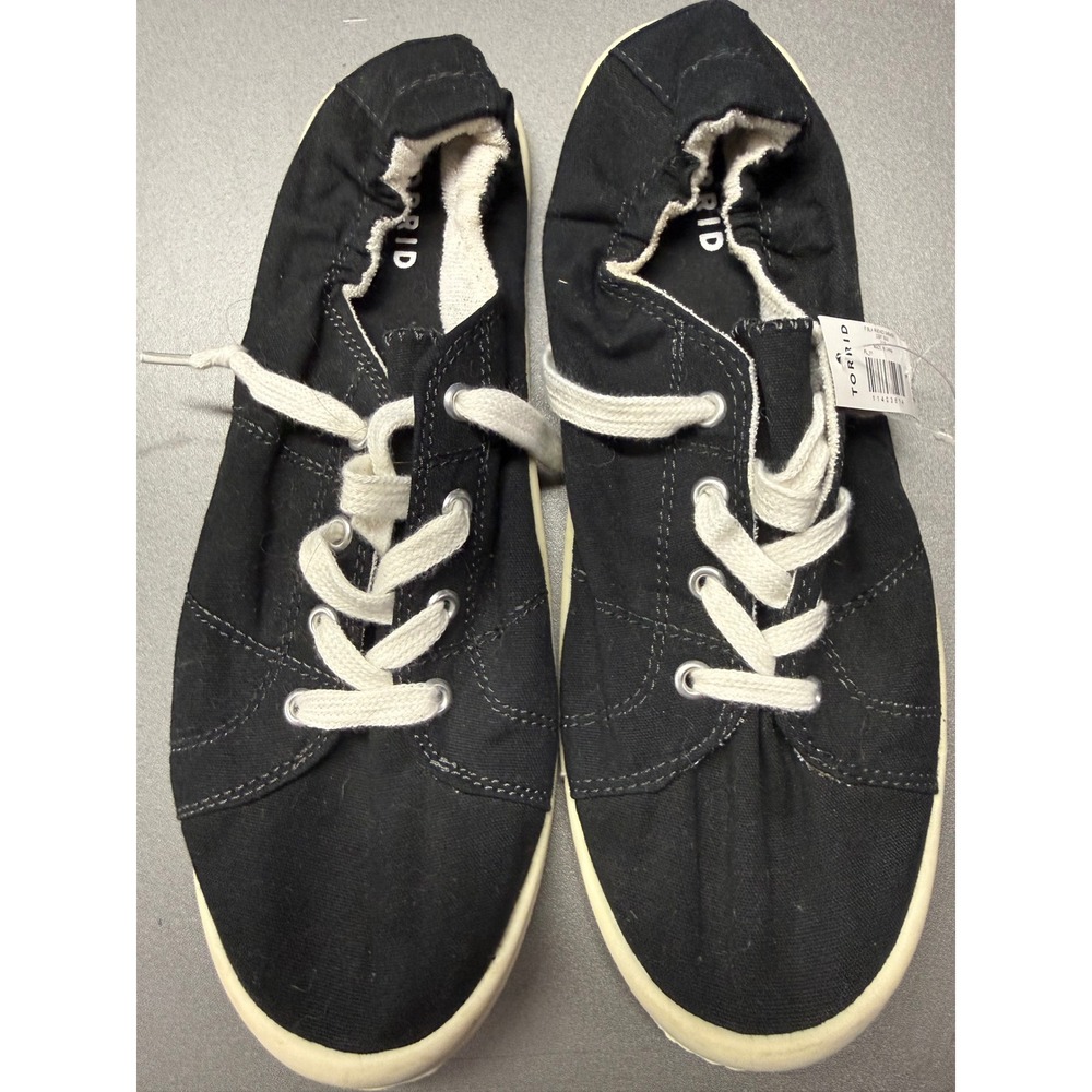 Torrid Black Ruched Canvas Sneakers Slip On Low Top Shoes Size 11 Wide